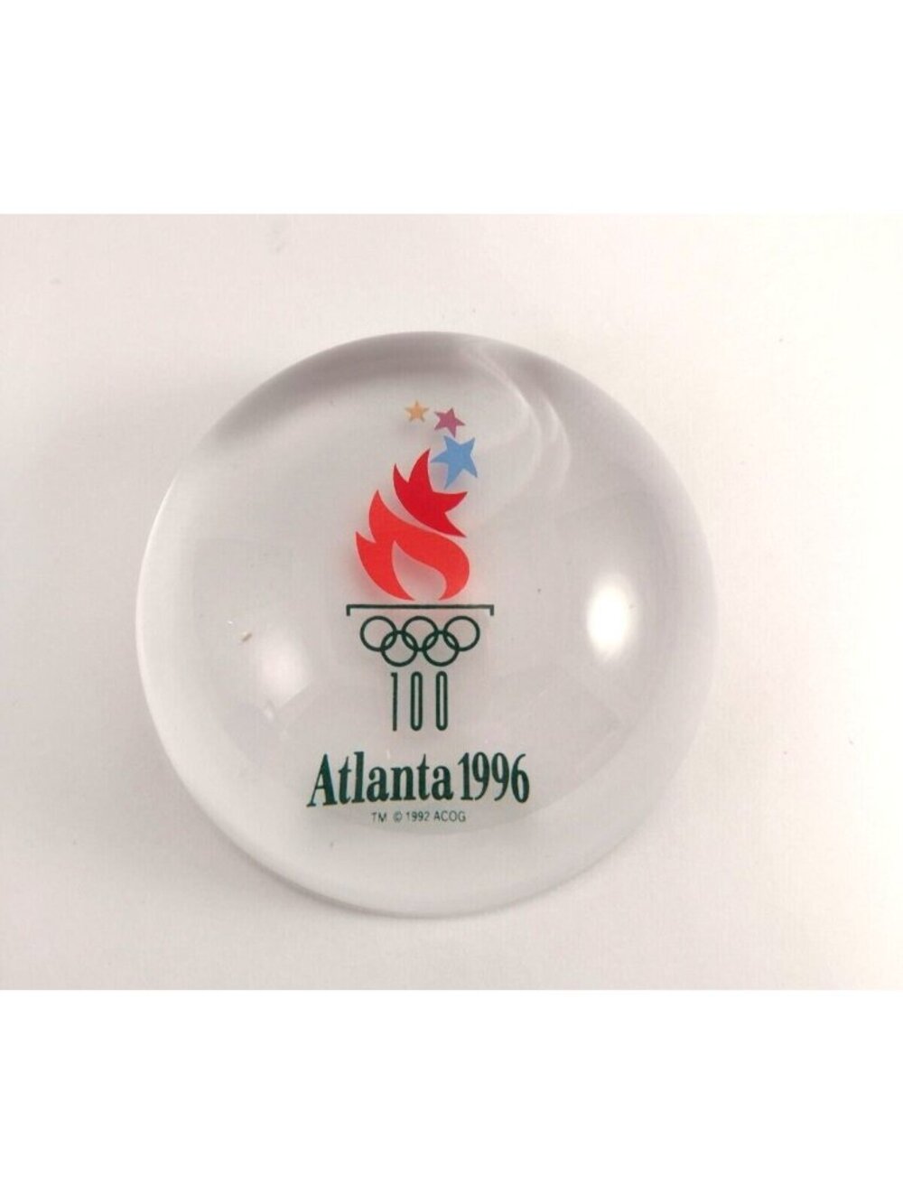 1996 ATLANTA OLYMPIC GAMES TORCH PAPERWEIGHT- 24% FULL LEAD CRYSTAL- 1992 AVON